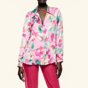 Zara Floral Satin Blouse